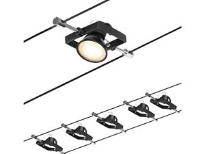 Paulmann Set Mac II Sistema de Cableado, Corduo, Corriente Continua, Máx. 5×10 W, Bombilla Tipo GU5,3, Sistema de Cableado, Bombilla No Incluida, Cable de Plástico, Color Cromado Mate, 94434