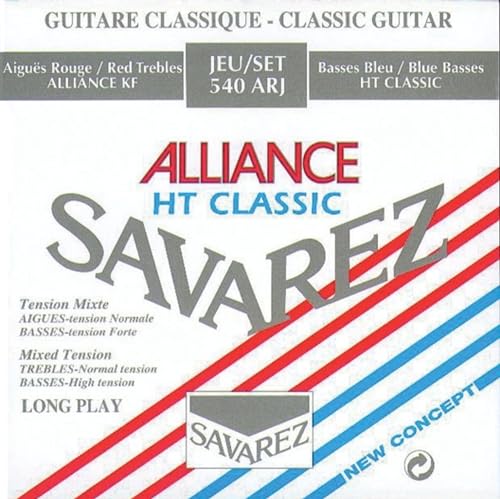 Savarez - Cuerdas para Guitarra Clásica Concert Alliance HT 540ARJ Juego Tensiones Mezcladas Rojo/Azul (Standard/Alta)