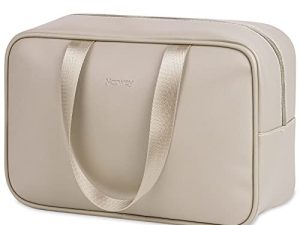 Narwey Neceser Bolsa de Aseo Grande Neceser Maquillaje Cosmético Kit de Aseo Organizador de Maquillaje para Mujeres y Niñas (Marrón)