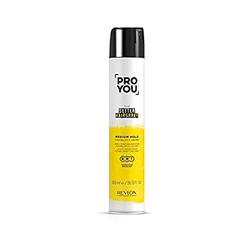 Revlon Professional ProYou Laca Pelo Media para Todo Tipo de Cabello, Fijación Media y Brillo, 500 ml, Gama Fijación The Setter