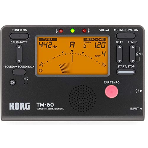 Korg TM60Bk Metrónomo Afinador, Color Negro