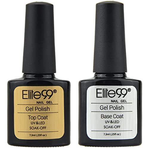 Elite99 Esmaltes Semipermanentes de Uñas en Gel UV LED, 2pcs Kit de Esmaltes de Uñas 7,3ml (Base y top coat)