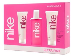 NIKE – Ultra Pink, Estuche de Regalo Mujer, Colonia 100ml + Crema de Cuerpo 75ml + Gel de Baño 75ml, Eau de Toilette Natural y Femenina, Aroma Oriental Gourmand, Fragancia Fresca, Rebelde y Duradera