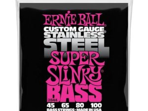 Ernie Ball Super Slinky – Cuerdas para bajo eléctrico, acero inoxidable, calibre 45-100