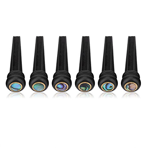 Dilwe 6Pcs Folk Guitarra Bridge Pins, Ebony Bridge Pins con Shell de abulón para 6 Cuerdas Acústicas Guitarras de Guitarra Folclórica