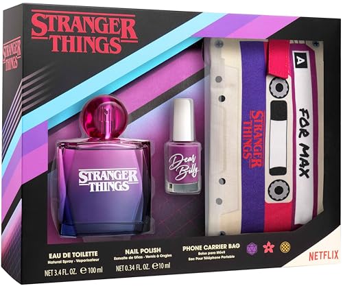 Stranger Things Estuche con EDT 100 ml, Esmalte de uñas y Bolso para móvil