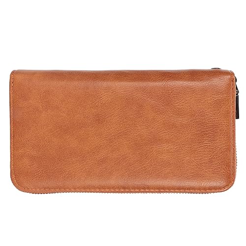 Cartera para Tarjetas de Crédito, Cartera para Tarjetas de Crédito de Cuero PU Suave Portátil, con Cremallera, 2 Compartimentos con Correa de Mano para Efectivo para Tarjeta de