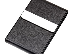 Tarjetero de Cuero PU, Estuche de Bolsillo Portátil de Fácil Apertura de Acero Inoxidable para Hombres y Mujeres (Tamaño uniforme)