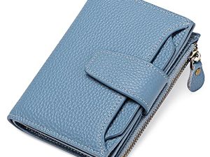 SENDEFN Cartera Mujer pequeña, Cartera Monedero Mujer Piel auténtica con 14 Ranuras para Tarjetas Bloqueo RFID Billetera Cuero auténtico Muy Suave Billetera Corta de Las Señoras Titular
