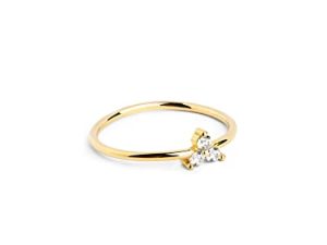 SINGULARU – Anillo Trebol – Anillo de Plata de Ley 925 con Acabado Baño de Oro de 18 Kt. y Circonitas – Joyas para Mujer – Varios Acabados y Tallas – Talla 20