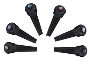 6 Pcs Ebony Bridge Pins, Clavijas de Abulón para Puente de Guitarra de Ébano para Guitarra Acústica