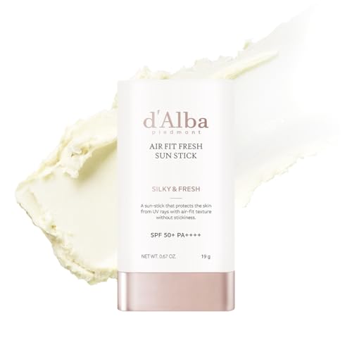 d'Alba Air Fit Fresh Stick SPF50+ PA++++, Vegano, No Pegajoso, Acabado Sedoso y Empolvado, Protección Solar Portátil, Cuidado de la Piel Coreano, 19 g / 0.67 oz