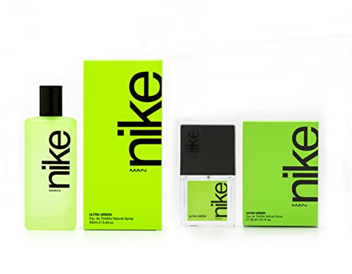 NIKE - Ultra Green, Colonia Hombre, Promoción 100 ml + 30 ml, Pack 2 Productos, Perfume Formato Spray, Eau de Toilette Masculina. Aroma Amaderado Oriental, Fragancia Fresca, Poderosa y Duradera