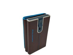 Piquadro Porta Carte di credito metallico orgz.to in Pelle, Accesorio de Viaje-Billetera Unisex Adulto, Mogano, Talla única