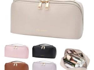 GOLF QUALITY Neceser Mujer de PU Impermeable, con Compartimento, Maquillaje de Viaje, Makeup Bag Apertura Diagonal,Bolsa de Aseo Grande Organizador para Mujeres
