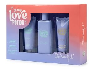 MR WONDERFUL – I’m Your Love Potion, Estuche de Regalo Mujer, Colonia 75ml + Crema Manos 75ml + Crema de Cuerpo Glow Edition 75ml, Eau de Toilette Femenina, Aroma Floral Afrutado, Fragancia Duradera
