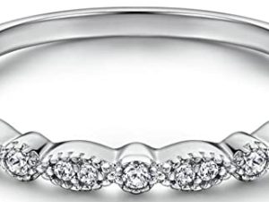 Whoiy 925 Sterling Silber Ringe Antragsringe Blumenkrone mit Zirkonia als Geschenke für Frauen Mutter Freundin Weißgold Gr.62 (19.7)
