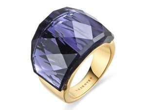 LUXENTER Anillo morado talla 16 con Cuarzo Hidrotermal Onix acabado en oro amarillo de 18k – Fadino