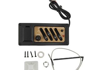 Pastilla de Guitarra Acústica VGEBY, Sistema de Ecualizador EQ Piezoeléctrico de Preamplificador de 4 Bandas Color de Grano de Madera 7545R