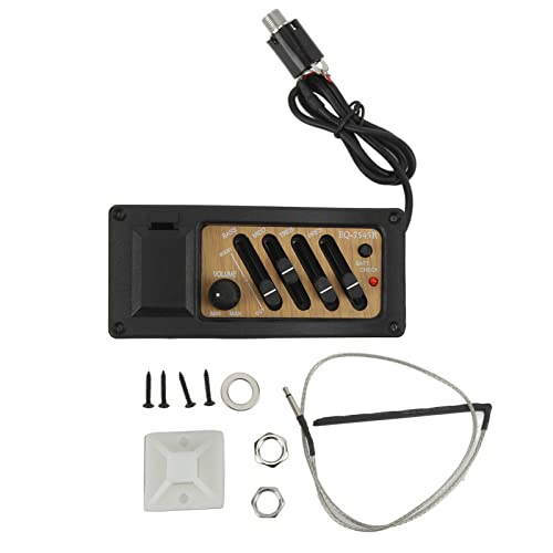 Pastilla de Guitarra Acústica VGEBY, Sistema de Ecualizador EQ Piezoeléctrico de Preamplificador de 4 Bandas Color de Grano de Madera 7545R
