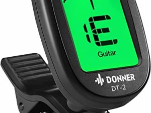 Donner Afinador de Guitarra, Ukelele, Bajo, Violín, Cromático, DT-2 Afinador para Guitarra Portátil con Clip 360°LED Cromática Digital Pantalla Electrónica