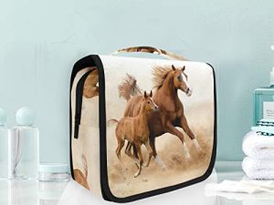 Caballo Corriendo Bolsas de Aseo Neceser de Maquillaje Colgante Plegable Cosmético Bolso de Artículos de Tocado para Mujeres Niñas