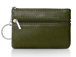 Aucuu Mini Cuero Monedero para Mujer, Monedero de Cuero con Cremallera, Minicartera para Mujer, con 3 Compartimentos y Llavero, Pequeño y Liviano, Fácil de Transportar, 12 * 8 cm-Morado
