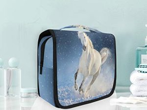 Caballo Blanco Bolsas de Aseo Neceser de Maquillaje Colgante Plegable Cosmético Bolso de Artículos de Tocado para Mujeres Niñas