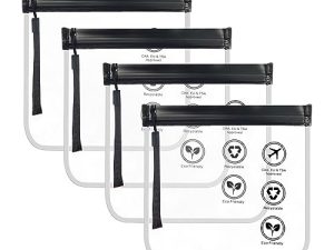 YEJAHY 2 bolsas transparentes de aseo de viaje, bolsas de líquidos de seguridad aeroportuaria de 20 x 20 cm, aprobadas por la TSA, accesorios de viaje, bolsas impermeables para mujeres y hombres