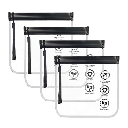 YEJAHY 2 bolsas transparentes de aseo de viaje, bolsas de líquidos de seguridad aeroportuaria de 20 x 20 cm, aprobadas por la TSA, accesorios de viaje, bolsas impermeables para mujeres y hombres