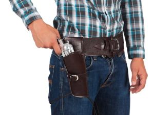 Boland 00579 – Funda y cinturón de vaquero, 114 cm, imitación de cuero, marrón oscuro, Salvaje Oeste, accesorio, porta armas, fiesta temática, carnaval