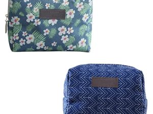 Cabilock 2 Piezas Bolsa De Almacenamiento De Cosméticos Bolsas De Aseo De Vacaciones Llaveros para Mujer Bolsa con Cremallera Neceser De Viaje Bolsa De Maquillaje Largo Niño Moneda Algodón