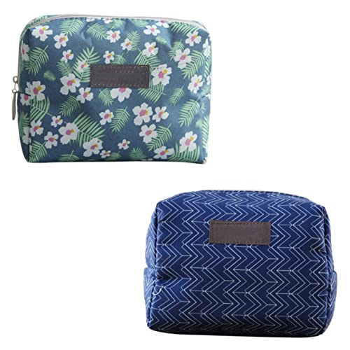 Cabilock 2 Piezas Bolsa De Almacenamiento De Cosméticos Bolsas De Aseo De Vacaciones Llaveros para Mujer Bolsa con Cremallera Neceser De Viaje Bolsa De Maquillaje Largo Niño Moneda Algodón