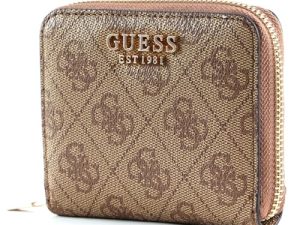 GUESS Laurel SLG Small Zip AROUND, Bag Women, Logo de café con Leche, One Size