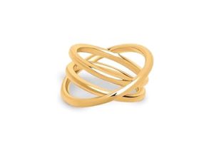 SINGULARU – Anillo Trinity. Latón Macizo con Acabado Baño en Oro de 18 Kt. Joyas para Mujer. Talla 18