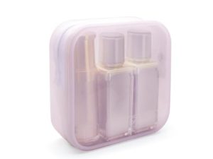 WisePoint Neceser Bolso, Neceser Maquillaje de Silicona Neceser de Viaje para Mujer con Mango, Bolsa Aseo Mujer Portátil de Fitness y Natación (Rosa)