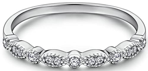 Whoiy 925 Sterling Silber Ringe Antragsringe Blumenkrone mit Zirkonia als Geschenke für Frauen Mutter Freundin Weißgold Gr.62 (19.7)