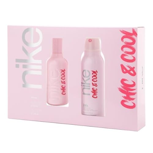 NIKE - Chic & Cool, Estuche de Regalo Mujer, Colonia 100 ml + Desodorante 200 ml, Eau de Toilette Natural y Femenina, Aroma Afrutado, Fragancia Dulce, Intensa y Duradera