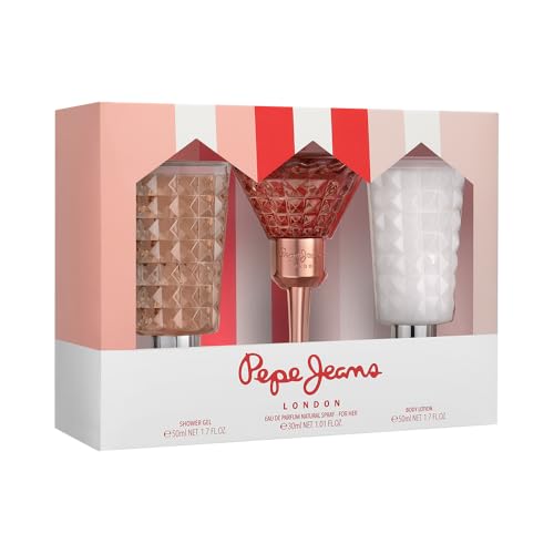 Pepe Jeans Life Is Now For Her Estuche Regalo Perfumes de Mujer Pack de 3 Piezas Eau de Parfum 30ml, Body Lotion 50ml y Shower Gel 50ml Set Fragancia Floral y Oriental Colonia Mujer