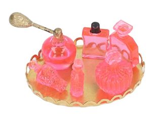 Botellas de Perfume en Miniatura Casa de Muñecas Casa de Muñecas Botellas de Perfume Azul Real 5 Surtidos Baño Dormitorio Accesorio Casa de Muñecas Botellas de Perfume con (Rosa Brillante)