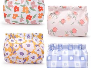 Bolsa Cosméticos Bolsillo 4 Piezas, Neceser Mujer Pequeño Mini con Cierre Automático Sin Cremallera Almacenamiento Viajes para Monedas Auriculares Joyería