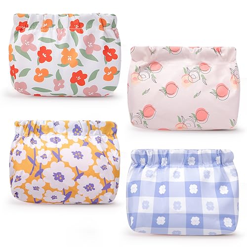 Bolsa Cosméticos Bolsillo 4 Piezas, Neceser Mujer Pequeño Mini con Cierre Automático Sin Cremallera Almacenamiento Viajes para Monedas Auriculares Joyería