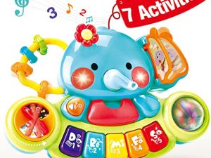 hahaland Piano Bebe Juguetes Bebes 3 6 12 Meses, Musical Juguetes Montessori 1 Años Piano de Actividades con Luces y Sonidos, Juguetes Educativo Regalos para Bebes 3 6-12 Meses