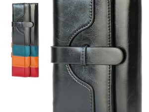 Lakpopya Monedero Mujer de Piel – RFID Carteras de Mujer con Múltiples Compartimentos, 14×10 cm Monedero de Mujer con Bolsillo para Monedas (Negro)