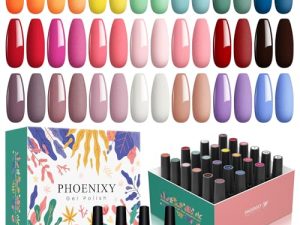 Esmaltes Semipermanentes para Uñas, Phoenixy 24Pcs 8ml 21Colores Pintauñas Semipermanentes con Capa Base Capa Superior Brillante y Mate, Kit Uñas Semipermanentes Esmalte para Manicura
