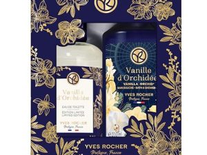Yves Rocher Set de Regalo – Vainilla de Orquídea: Eau de Toilette & Gel de Ducha – Fragancia Floral y Deliciosa, Fórmula Vegana, Ideal para Regalar