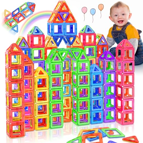 Lovchil Bloques de Construcción Magnéticos 40 Piezas, Bloques Construcciones Niños, Magneticas para niño Kit de Inicio 3D, imanes Montessori Juguetes 3 4 5 6 7 8 Años Niños Niñas Cumpleaños Regalos