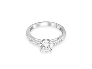 Swarovski Anillo Attract, Talla redonda, Pavé, Blanco, Baño de rodio, 50