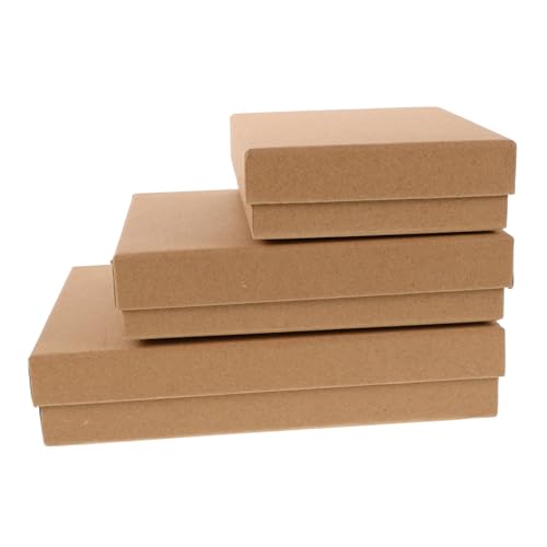 Healvian 3 Cajas Caja De De Papel Kraft Cajas Artesanales Con Tapas Cajas Artesanales De Carton Cajas De Collar Cajas Vacias Para Cajas De Pulsera Cajas De Papel Brown