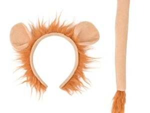 minkissy Vestido Lion Costume Cosplay Set Lion Ears Plush Diadema Y Tail Halloween Party Decors Accesorios para Ni?os Adultos Disfraces De Cosplay